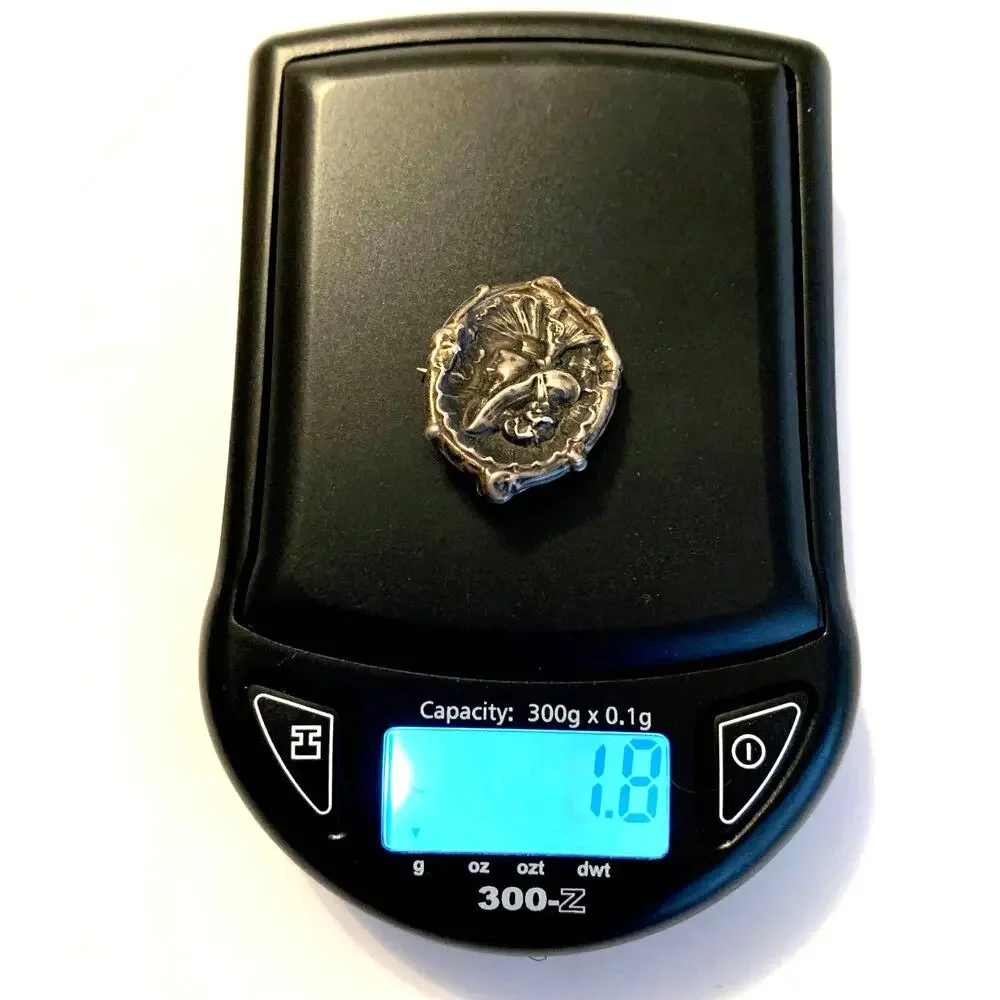 Antique Art Nouveau Lady in Profile Sterling Front Cameo Pin Pat. 1904 Rare HTF‎